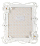 Cornice Magnolia 29,3x3x33,5 cm in Resina e Vetro Bianco      