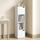 Libreria Moderna 30x29x119 cm con 2 Armadietti e Ante a 4 Ripiani in Legno Bianco      