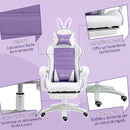 Sedia da Gaming con Orecchie da Coniglio 65x63x136-142 cm Poggiapiedi Cuscini in Pelle PU Viola      
