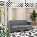 Divano da Esterno 3 Posti 185x70x80 cm con Cuscini per Seduta e Schienale in Rattan PE e Metallo Grigio      