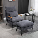 Poltrona Relax Reclinabile con Pouf Poggiapiedi in Velluto a Costine Grigio