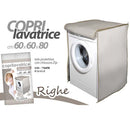 Telo Copertura Lavatrice 60x60x80 cm Protezione con Chiusura Zip in Tessuto a Righe Tortora      