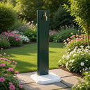Fontana da Giardino Design a Colonna Ovale Rubinetto in Ottone con Base in Cemento Verde