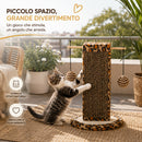 Tiragraffi per Gatti Verticale da 30 cm Graffiatoio Gioco con Palline per Felini in Cartone Ondulato Marrone      