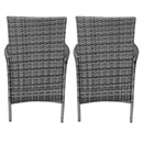 Set Tavolino e 2 Sedie da Giardino Set Bistrò in Rattan Vimini e Vetro Grigio 
