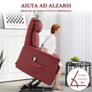 Poltrona Relax Reclinabile Alzapersone Elettrica con Telecomando Rosso   