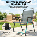 Set di 2 Sedie Pieghevoli da Giardino 65x60x94 cm con Braccioli e Seduta in Rete Grigio      
