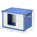 Cuccia per Cani Taglia Piccola da Esterno 60x42x40 cm con Ingresso e 2 Prese d'Aria Laterali in PE Blu e Bianco      
