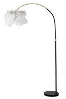 Lampada da Terra Arc Plur 100x100x150 cm in Ferro e Marmo e Plastica Bianco e Nero      