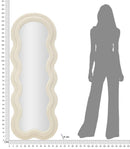 Specchio da Muro Teddy Crema 40x4x160 cm in MDF e Poliestere e Specchio Crema      