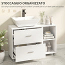 Mobile Sottolavabo da Bagno 90x30x60 cm con 2 Cassetti e Ripiani Aperti in Legno Bianco      