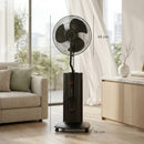 Ventilatore a Piantana 3 in 1 Oscillante 45x38x130 cm con Nebulizzatore d'Acqua Telecomando e Timer 9h Nero      