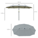 Ombrellone da Giardino Doppio 450 cm con 48 Luci LED e Manovella Grigio Chiaro      
