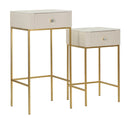 Tavolinetti Alti Wedding Quadrati Set 2 Pz Ø45x90 cm - Ø40x70 cm in Pino e MDF e Metallo      