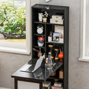 Scrivania Moderna Pieghevole 98x51x153 cm con Libreria e Lavagna in Legno e Metallo Nero      