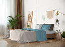 Set Lenzuola Sopra Sotto e Federe Doubleface Ottanio\/Grigio Chiaro