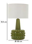 Lampada da Tavolo Gress Verde Ø30x51,5 cm in Ceramica e Ferro e Tessuto Verde e Bianco      
