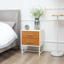 Comodino 2 Cassetti 40x39x48 cm in Metallo e Legno Marrone