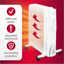 Stufa Termosifone ad Olio 9 Elementi 2000W Termostato Regolabile e Ruote Alpina