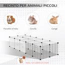 Recinto per Animali Modulabile 140x70x70 cm con Pannelli 35x35 cm in Acciaio e PP Nero  