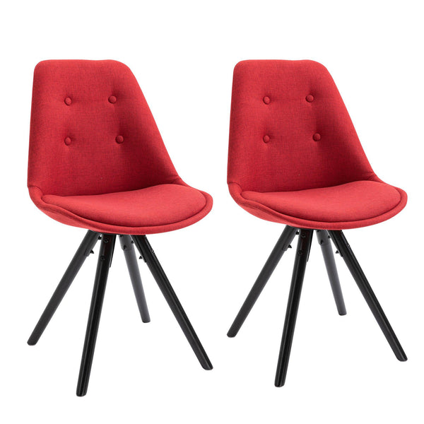 Set 2 Sedie Imbottite 48x56x87 cm in Tessuto Rosse acquista