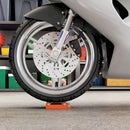 Cavalletto per Moto 15x11,5x4 cm con Sostegno Antiscivolo e 3 Rulli in Acciaio e Alluminio Arancione  