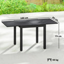 Tavolo da Giardino a Doghe Allungabile 80-160x80x75 cm per 4-6 Persone in Alluminio Nero      