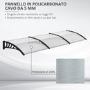 Tettoia in Policarbonato e Alluminio per Balconi 303x96x27 cm Finestre e Porte Nero e Trasparente