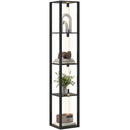 Lampada da Terra con 4 Ripiani 29x29x163 cm 3 Luminosità Regolabili e Interruttore a Pedale in MDF Nero   