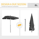 Ombrellone da Giardino 2x1.25 m Palo Ø28 mm in Alluminio Inclinabile Grigio Scuro 