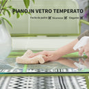 Set Salotto da Giardino con Divanetto Poltrone e Tavolino con Piano in Vetro in Rattan PE Verde   