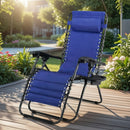 Sedia Poltrona Giardino Zero Gravity Pieghevole Acciaio Oxford con Vassoio Blu