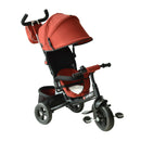 Passeggino Triciclo per Bambini con Maniglione e Tettuccio Nero e Rosso 