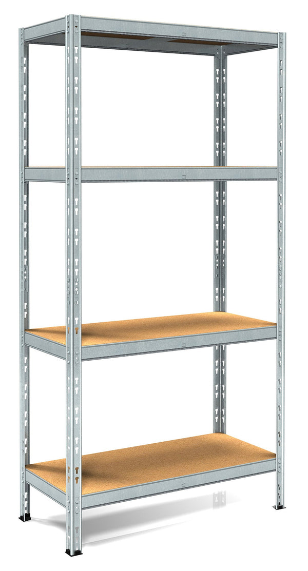 prezzo Scaffale in Metallo ad Incastro 4 Ripiani in Legno 80x30x180 cm Pokerino Zincato