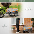 Rimorchio per Bicicletta 130x64x60/97 cm in Acciaio e Sacca in Tessuto Oxford Arancione e Argento