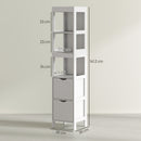 Mobile Bagno 30x30x141,2 cm con 3 Ripiani Aperti e 2 Cassetti in Legno Bianco  