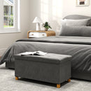 Panca Contenitore Pieghevole 76x38x38 cm Capienza da 67L Coperchio Imbottito e Rivestimento Vellutato Grigio      