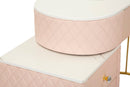 Toeletta Sharon Rosa con Puff 120x40x75 cm in Pino e MDF e Metallo e Plastica      