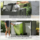Armadio Box Copri Bidoni da Esterno 150x80x117-115 cm con 2 Porte Bloccabili e Tetto Apribile in Acciaio Grigio      