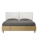 Letto Matrimoniale con Alzata Comoda Struttura Quercia con Cuscini in Similpelle Annalisa Bianco Varie Misure