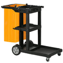 Carrello Pulizie 4 Ripiani Sacco da 100L 121x50,5x96,5 cm Nero Giallo e Grigio  
