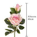 Set 24 Rose X 2 Artificiali con Gambo Corto Altezza 40 cm Rosa