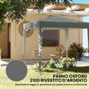 Gazebo Pieghevole 2x2 m con 4 Pareti Rimovibili in Metallo e Poliestere Grigio      