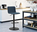 Sgabello Bar High Navy 43x49,5x85,5 cm in Ferro e Compensato e Spugna e Poliestere Nero e Blu      
