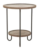 Tavolinetto Arex 2 Ripiani Ø48x54,5 cm in Ferro e MDF Nero e Marrone