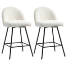Set da 2 Sgabelli da Bar con Schienale 48,5x56x92 cm in Velluto Bianco Crema   