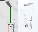 Kit Doccia Soffione Doccino e Miscelatore in Acciaio Inox 55x23 cm da Parete Rek