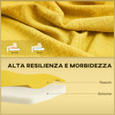 Divano 2 Posti 117x56.5x77 cm Senza Braccioli con Gambe in Legno in Tessuto Effetto Lino Giallo      