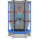 Tappeto Elastico per Bambini 3-6 Anni Ø140x190 cm con Rete di Protezione Blu e Nero   