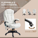 Sedia Poltrona Operativa da Ufficio Massaggiante con Telecomando in Tessuto Teddy Bianco 